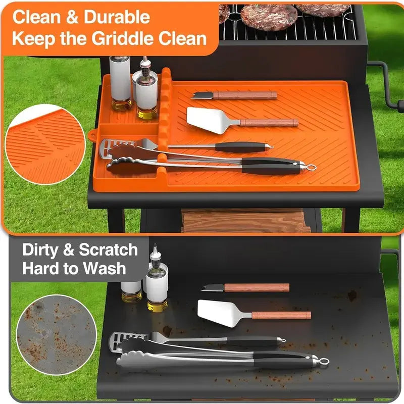 Elevate Your BBQ Game with the Blackstone Griddle Mat – Ultimate Heat-Resistant Silicone Organizer for Spatulas & Grill Tools, Perfect Gift for Dads and BBQ Enthusiasts!
