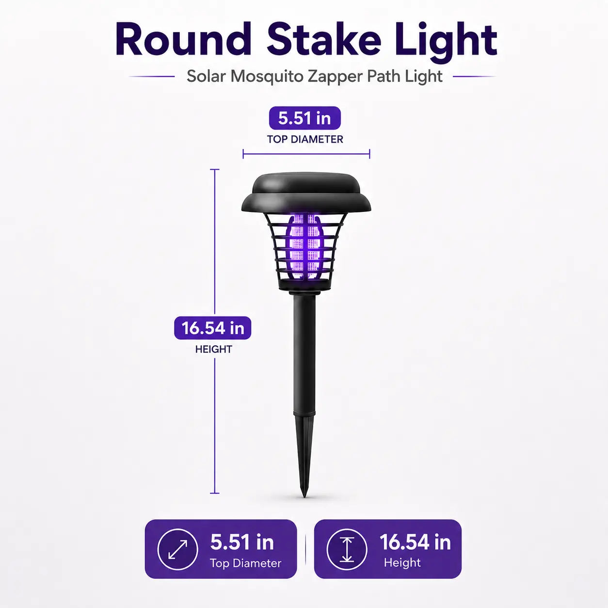Transform Your Outdoor Space with the Solar Mosquito Zapper Light – Stylish Garden Stake Lamp with Dual Functionality for Insect Control and Pathway Illumination
